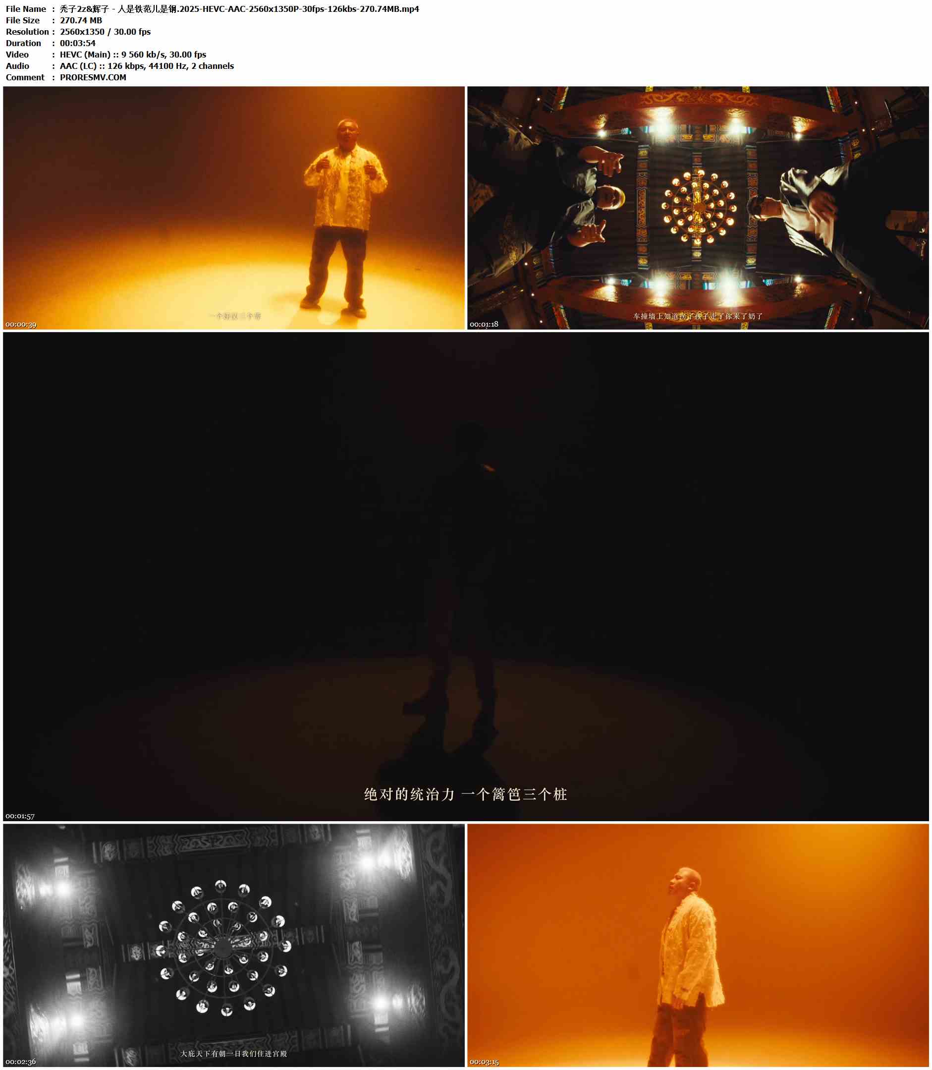 秃子2z&辉子 - 人是铁范儿是钢.2025-HEVC-AAC-2560x1350P-30fps-126kbs-270.74MB官方MV_高清MV